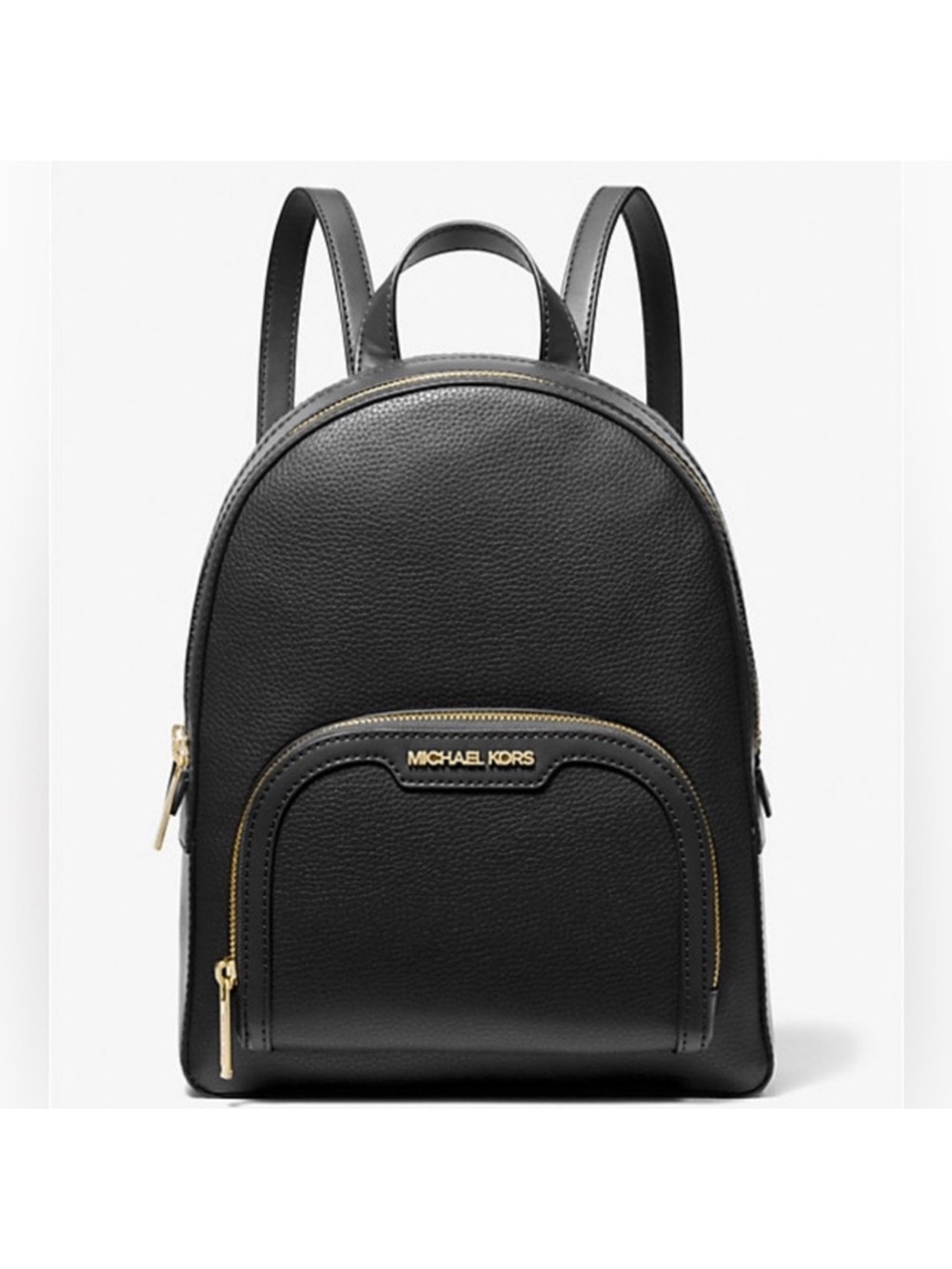 Michael Kors Black Pebbled Leather Mini Backpack with Gold Hardware